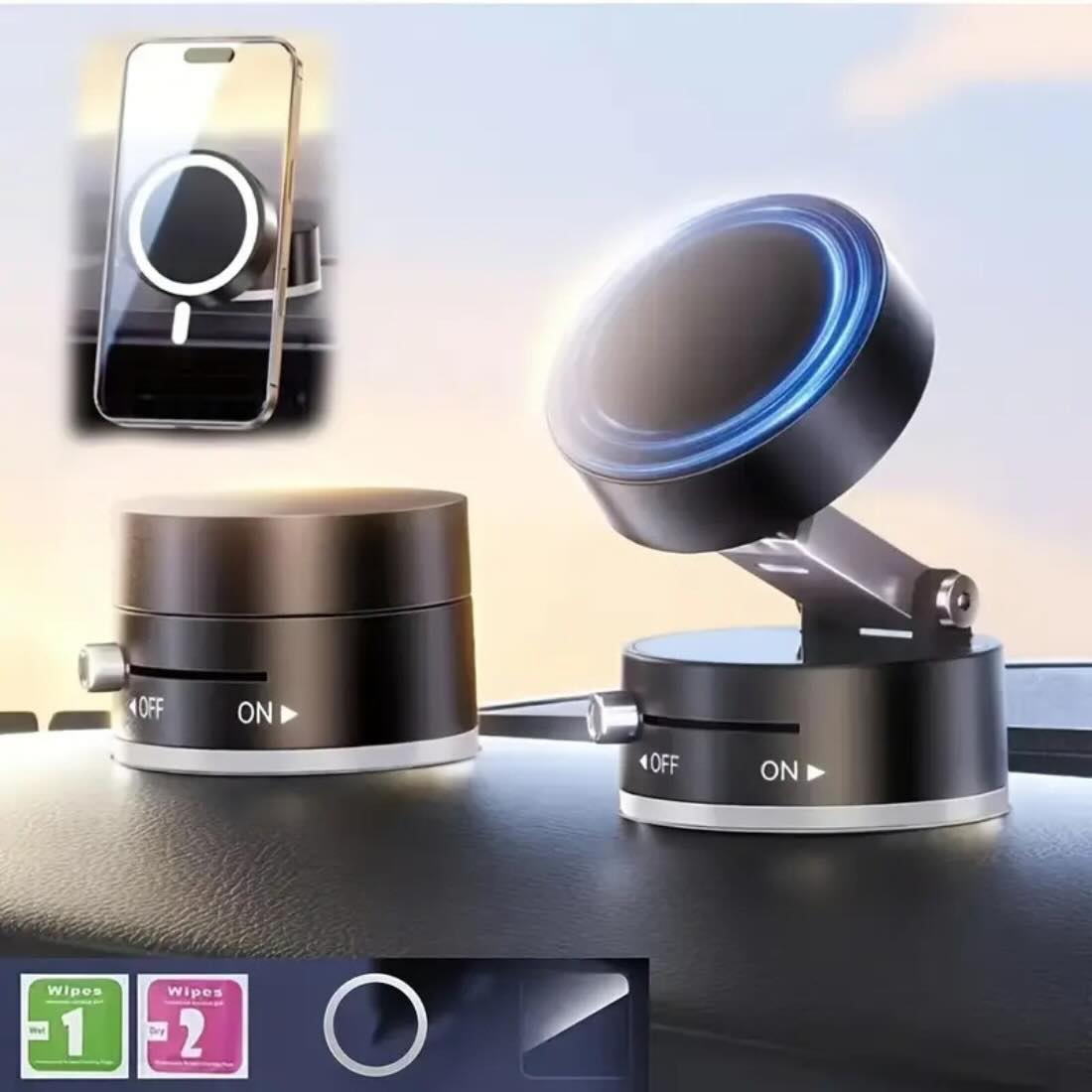 Magnetic Wireless Phone Holder in use